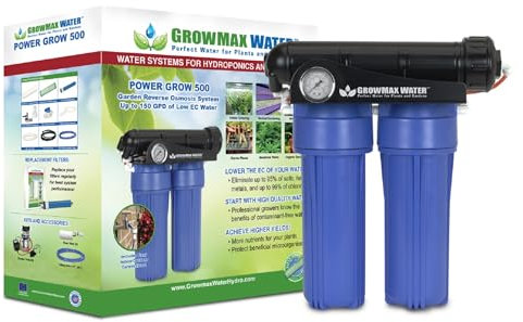 Power Grow 500. 5-stufiges Umkehrosmosesystem für den Einsatz in Hydroponik und Gartenbau. Produziert bis zu 500 l/d - Keine Wartezeiten, produziert bis zu 20 l/h!