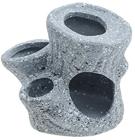 Saim Aquarium Decor Ceramic Cave Cichlid Shrimp Breeding Cave Decorations for Fish to Rest,Hide and Play, Grey