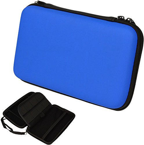 TECHGEAR 2DS XL Case Tasche für New Nintendo 2DS XL, mit Aufbewahrung, Gehäusedeckel, Hartschale, Hartschützender Reise- & Aufbewahrungskoffer für 2DS XL Konsole & Zubehör - Blau