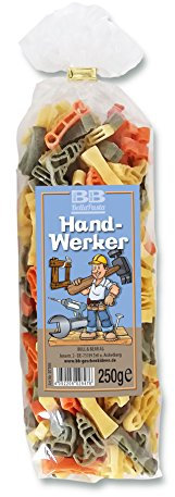 Bull & Bear bunte Werkzeug Nudeln 250g, Motivnudeln aus Hartweizengrieß, handgefertigt in deutscher Manufaktur, Pasta Geschenk