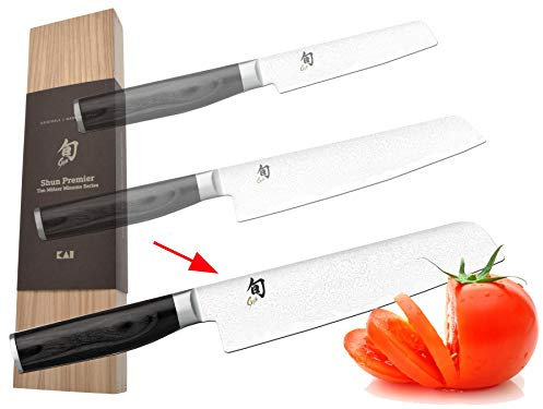 Kai Shun Premier Tim Mälzer Minamo Couteau Santoku couteau d'office lame couteau office en acier damassé + prymo Protection 3) Santoku 18cm 2) Messer MIT Gravur