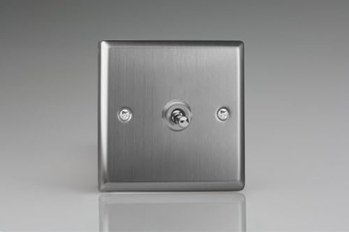 Varilight Single Toggle Light Switch Intermediate - Classic Brushed Steel With Brushed Steel Toggle, XTT7
