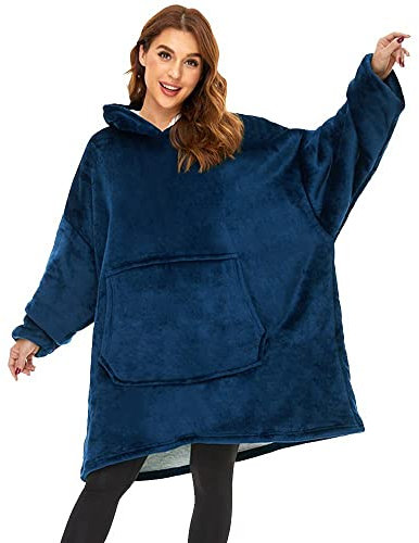 O³ Coperta con Cappuccio [ Plaid XL - 120cm ] indossabile in Pile con Maniche - Felpa Oversize Donna, Blanket Hoodie | Confortevole e Morbido | Perfetto per Le Notti Invernali sul Divano