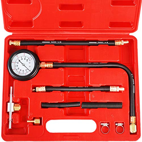 JIFETOR Fuel Injection Pump Pressure Tester Gauge Kit, Car Gasoline Gas Fuel Oil Injector Test Manometer Tool Set 0-100PSI, Universal for Auto Truck SUV Motorcycle ATV RV
