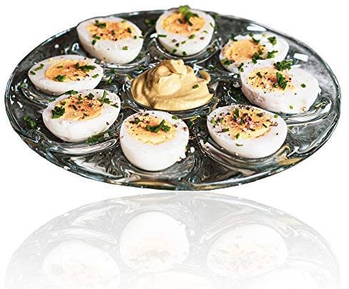 Formano Plato para huevos, para servir o para decoración, con espacio para hasta 8 huevos y salsa, bonito accesorio para comedor, cocina, salón
