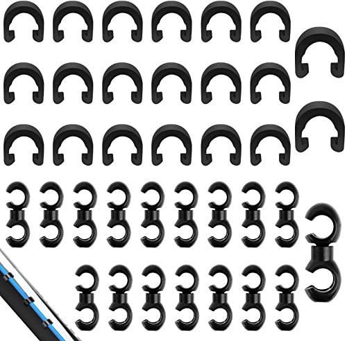 40Pcs Fahrrad C-Clip Bremszug Clip 360 Drehung Fahrrad Schaltzug Schnalle Fahrrad Kabelhalter Kabelbinder Seil Schnallen für Fahrrad Bremszug Schaltzug Seil S/C-Form