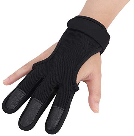 YJZQ 3 Finger Schießhandschuhe Bogenschießen Handschuhe rutschfest Atmungsaktive Sporthandschuhe Einstellbar Outdoor-Sport Fingerschutz Handschuhe für Herren Damen