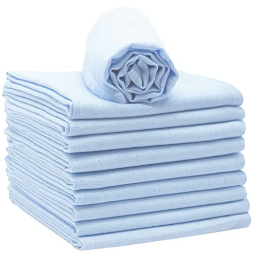 ZOLLNER 10er Set Musselin Spucktücher in 70x70 cm aus Baumwolle - hautfreundliche Mulltücher - besonders weich und extrem saugstark - waschbar bis 60°C - in hellblau