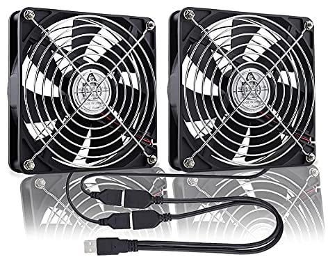 GDSTIME USB Computer Fan 140mm PC Fan 5V with 2 in 1 Cable 140mm Double USB Cooling Fans 1500 RPM 96.2CFM for Laptop Router TV Box