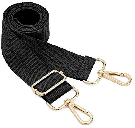 Breiter Schultergurt,Verstellbarer Ersatz-Taschengurt mit Metall-Drehhaken,weicher Canvas-Taschengurt,Schultergurt,Gürtel,Messenger Bag,wechselbarer Gurt,für Crossbody-Handtasche (schwarz)