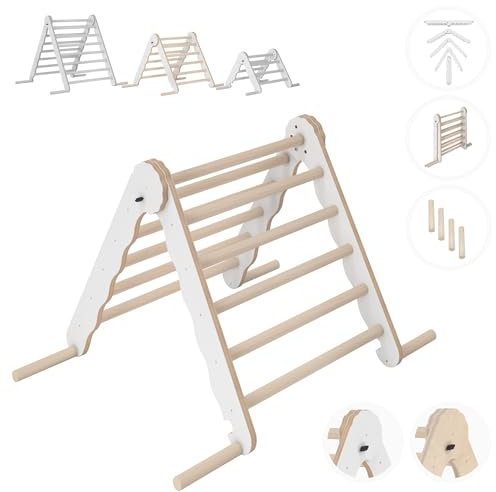 MAMOI® Klettergerüst Indoor. Kletterdreieck aus Holz. Baby Kinder Klettern. Kletterturm. Kletterbogen. Klettergerüst Montessori Spielzeug ab 1 Jahr 2/3 Jahre