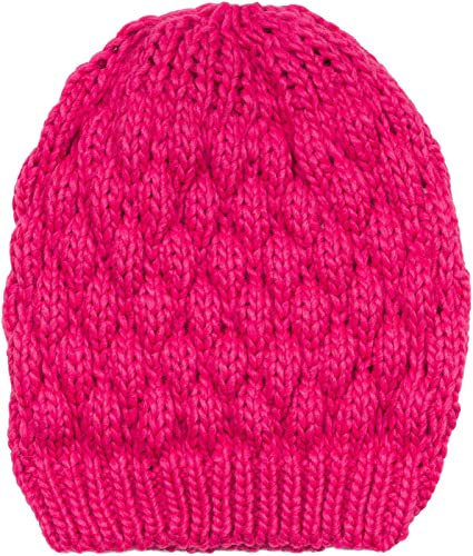 styleBREAKER Damen Strick Beanie Mütze mit Bubblemuster, Einfarbige Winter, Raspberry Pattern Strickmütze 04024193, Farbe:Pink