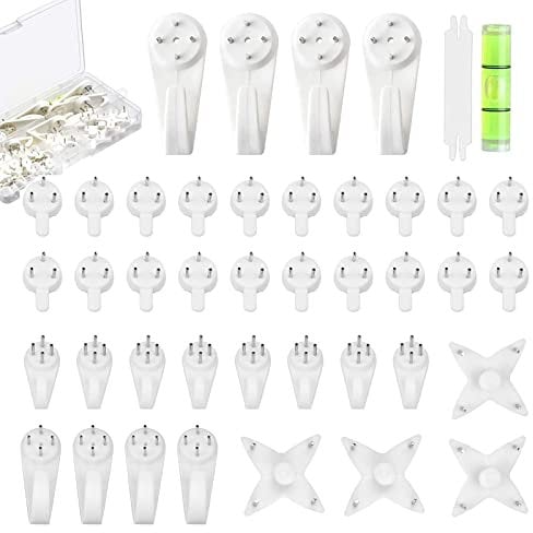 42 Pack Non-Trace Picture Hooks,Picture Hanging Kit for Picture Frame Fixing,Hardwall Drywall Picture Hanging Hook Photo Frame Hanger Hook Set