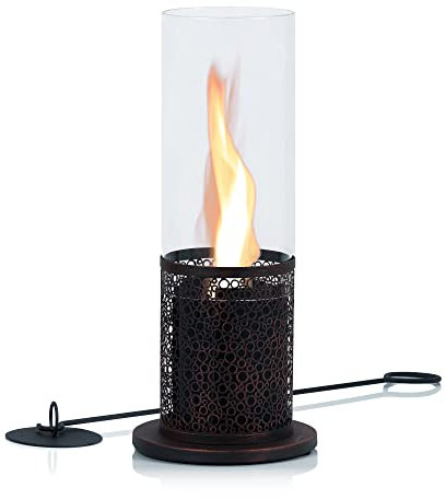 Zelsius Tischkamin für Indoor und Outdoor mit wirbelnder Flamme | Kupfer | Ø 20 x 50,5 cm | Freistehender Bioethanol Kamin | Tischfeuer, Feuersäule, Balkon Deko Kamin, Gartenfeuer, Standkamin