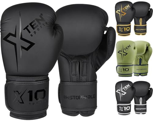 XTEN Boxing Gloves Perfect Sparring boost boxing training | Boxing bag train with Pro gym gloves ventilated boxing gloves pair to punch on punch bag (Matte Black, 14 Oz)