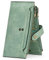 GOIACII - Portefeuille long pour femme avec fermeture éclair et blocage RFID pour cartes de crédit, vert clair, Vintage