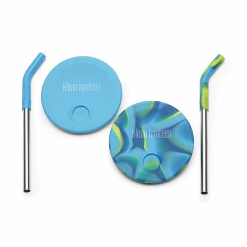 KleanKanteen Kid Cup mit Straw Lid 2er Pack in der Farbe: Blue Tie Dye, aus Silikon, 1010252