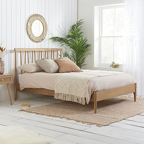 happybeds Oak Wooden Bed, Rome Wooden Bed Frame (Oak, Double)
