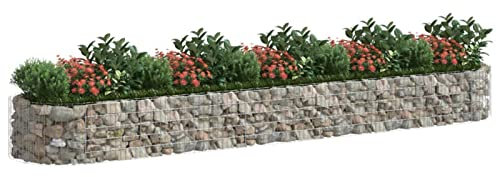 Keketa Gabione mit erhöhtem Bett aus verzinktem Eisen Gabione Stein Korb Blumenkäfig große Gabione für Pflanzen 500 x 100 x 50 cm