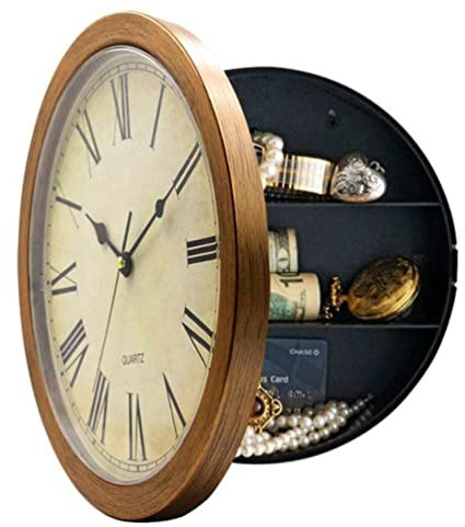 Vintage Wanduhr Tresor mit Verstecktem Safe aus Kunststoff