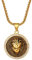 JewelryWe Schmuck Löwen Halskette Herren Edelstahl Zirkonia Löwenkopf Münze Medaillon Anhänger mit 22 Zoll Kette Gold Geschenk für Männer Jungen
