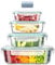 Hcrvvi Glass Containers With Lids Set, BPA - Free, Food Storage, Meal Prep Containers, Glass Storage Containers With Lids 4 Pieces 370ml, 640ml, 1040ml, 1520ml Each, and 1 Cleaning Sponges