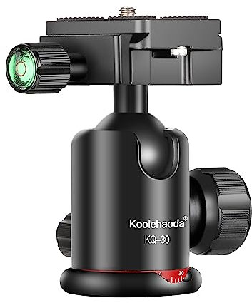 Koolehaoda Stativ-Kugelkopf, 360 Grad drehbar, Panorama-Kugelkopf mit 6,35 mm Schnellwechselplatte, Wasserwaage für Stativ, Einbeinstativ, Schieber, Kamera, Belastung bis zu 8 kg