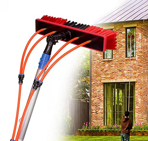 Ywanwj pulizia fotovoltaico kit 15 metri spazzola per pannelli solari spazzolone per pulizia pannelli fotovoltaici Asta per la Pulizia delle finestre, Spazzola Telescopica Alimentata ad Acqua