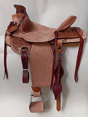 WILD RACE Rough Out Westernleder A Fork Wade Tree Roping Ranch Pferde Sattel/Rough Out Western Leather A Fork Wade Tree Roping Ranch Horse Saddle (14)