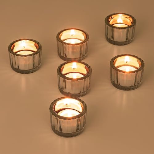 Teelichthalter Glas Silber Windlicht Set - Romadedi 24 Stück Teelichtgläser 5.5x3.8cm Kerzengläser Windlichter Tischdeko Weihnachten Hochzeit Desktop Wohnzimmer Geburtstag Deko