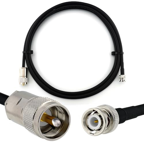 RANGEFUL 3m BNC Stecker auf PL259 UHF Koaxialkabel — BNC PL Verlängerungskabel HF-240 (LMR 240 Äquivalent) 3 Meter Jumper Kabel (50 Ohm) — Schwarz Antennenkabel für HAM Radio CB Funk WIFI Antenne