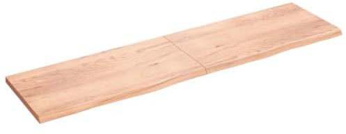 vidaXL Wandregal, Holzregal Regal Handgefertigt mit Baumkante, Wandboard Regalbrett Scharnierdesign, Bücherregal Hängeregal, Hellbraun 200x50x(2-4) cm Massivholz Eiche Behandelt