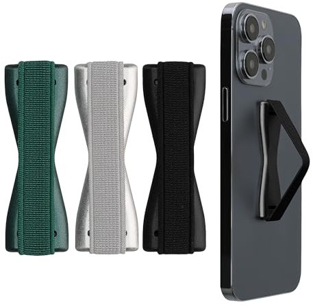 kwmobile Smartphone Fingerhalter 3 Set - Handy Halter Griff Halterung Einhandbedienung - 3X Handyhalter in Schwarz Silber Metallic Petrol