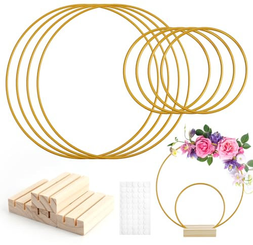 CAUTIOUS 8 Stück Traumfänger Metallringe zum Basteln 20cm Wreaths of Metal Floristik Deko Ring zum Aufhängen Rahmen Gold Metallring Metall Dekoration für Trockenblumen Kranz DIY Hochzeit