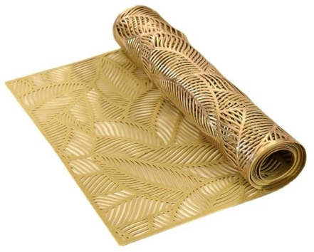 Whakano Tischläufer Abwaschbar,Dekoratives Tischband,Hohler Table Runner Tischband,Tafeltuch Tischtuch,Edle Tischläufer Für Geburtstage & Hochzeiten,Esszimmer,Party,Urlaub Dekoration,Gold