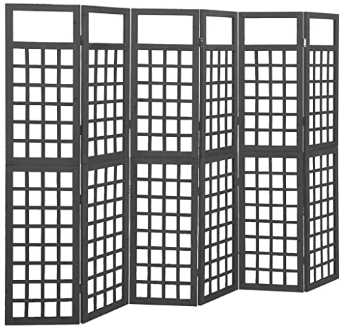 ZQQLVOO Raumteiler stehend Sichtschutz 6-TLG. Paravent/Spalier Massivholz Tanne Schwarz 242,5x180 cm