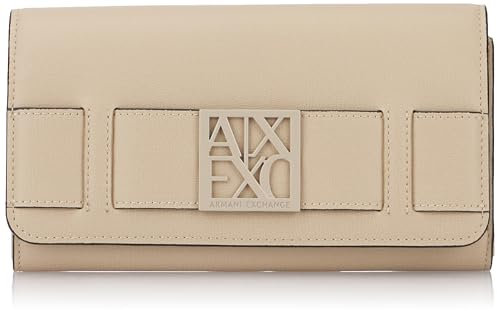 Armani Exchange Women's Essential, Susy, Metal Square Logo Travel Accessory-Envelope Card Holder, Pisco