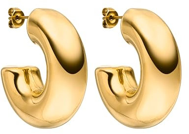 PURELEI® Stellar Glow Creole Ohrringe (Gold) – Damenohrringe aus langlebigem Edelstahl – Wasserfeste Ohrringe Damen – 3,1 cm Durchmesser – Modeschmuck für deinen individuellen Look