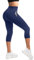 SINOPHANT High Waist Leggings Damen 3/4 Blickdicht Elastische Leggins mit Taschen Navy SM
