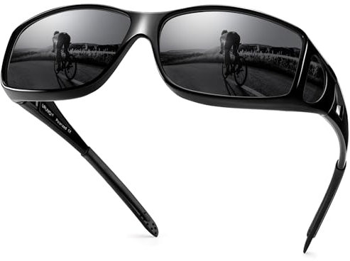URUMQI Fit Over Glasses Sunglasses Womens Men with UV400 Protection, Anti Glare Sunglasses Over Glasses, Polarised Wrap Around Sun Glasses Suitable for Daily Wear & Outdoor