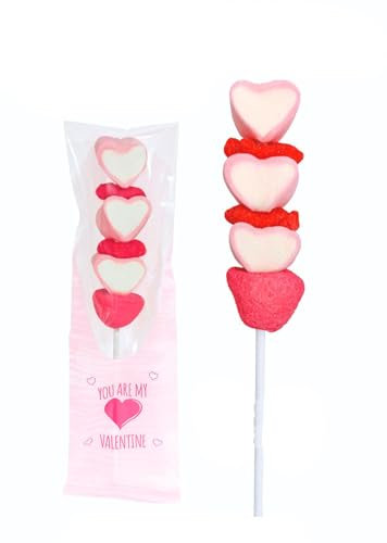 Lote de 40 Brochetas Pinchos Golosinas Corazones San Valentín - Detalles, regalos para San Valentín Baratos y Originales