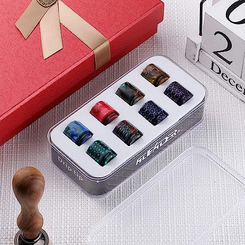 Aleader 810/510 Drip Tip Set for RDA/RTA/RDTA Sub Ohm Tank Atomizer Resin 8pcs (810 Drip Tip 8pcs Random Color)