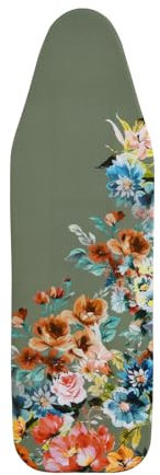 SHERWOOD Ironing Board Cover 124 x 38cm 100% Cotton Cover with Thick Felt Resists Scorching and Staining Adjustable Size Iron Board Cover (Flower Garden,124 x 38cm)