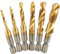 6Pcs HSS Metall 1/4 Bohrer Gewindebohrer Set, M3 M4 M5 M6 M8 M10 Metrisches Gewinde Spiralschrauben Gewindeschneider, Gewindeschneiden Verschiedener Gewinde Sechskantschaft Titanbeschichtet Kombiset