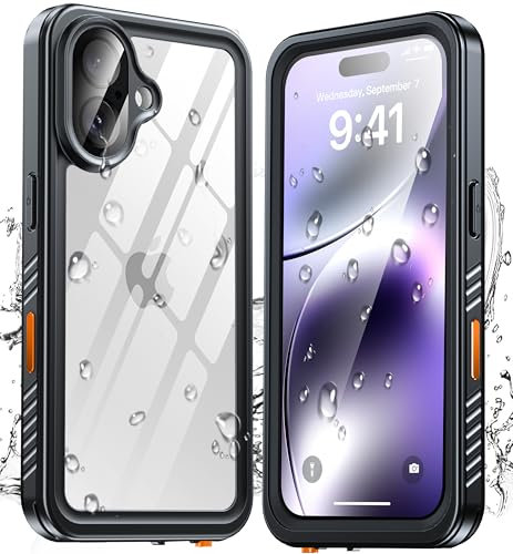 ANTSHARE for iPhone 16 Case, IP68 Waterproof Shockproof Case with Built-in Screen/Camera Protector, 360 Full Body Sealed Protective Cover for iPhone 16 6.1” - Black