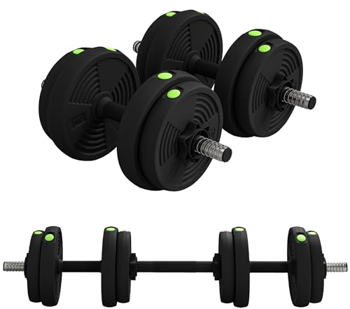 SPORTNOW 2-in-1 Hantel Set, 15 kg verstellbar Dumbbell Set mit 8 Hantelscheiben, bodenschonend für Krafttraining, Fitness, Gewichtheben, Schwarz