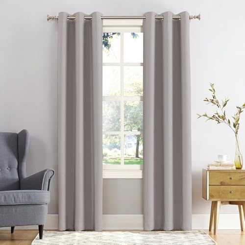 REHAN & CO Blackout Curtains for Bedroom Super Soft Thermal Insulated Black Out Eyelet Curtains with Tie Backs for Living Room, Kitchen Silver (W46 x L54 Inch 2 Panels)