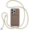 ZTOFERA Crossbody Lanyard Case for iPhone 13 Pro (6.1) with Card Holder, Soft Liquid Silicone Phone Case with Strap Adjustable Neck Cord Necklace Shockproof Protective Cover - Brown