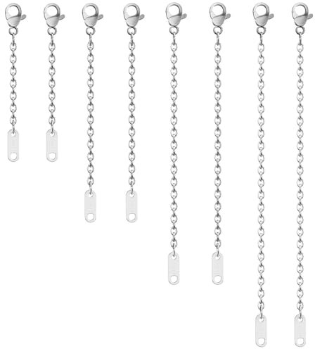 NJCXOLA 8 Stück Kettenverlängerung Gold, Verlänger Schmuck, Verlängerungen Für Halsketten,Edelstahl Kettenverlängerung Für DIY Schmuckherstellung,5.5cm,7.5cm,10.5cm,13cm