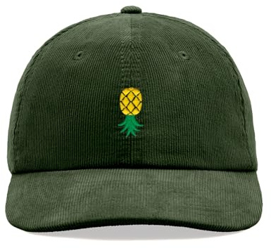 Upside Down Pineapple Corduroy Baseball Cap Vintage Unisex Dad Hat Adjustable Summer, dark olive, Einheitsgröße
